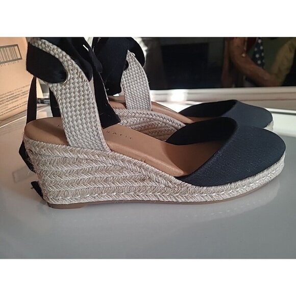 NWB Kelly & Katie KK-Goldie Lace Up  Espadrile Wedge BLACK Sandals Size 8M - Picture 8 of 10